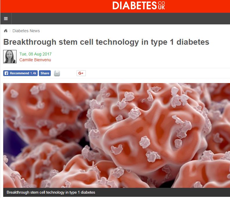 Breakthrough stem cell technology in type 1 diabetes