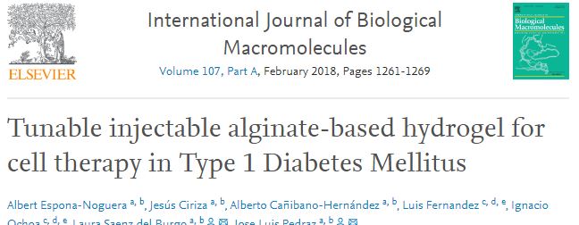 Tunable injectable alginate-based hydrogel for cell therapy in Type 1 Diabetes Mellitus